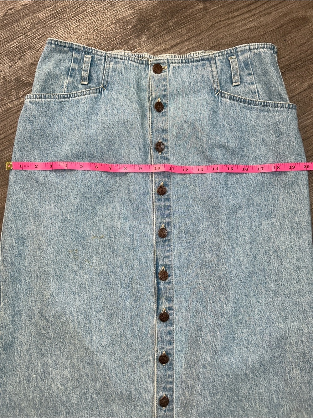 Vintage Bill Blass Denim Midi Skirt Button Front High Waist 10P - Picture 8 of 8